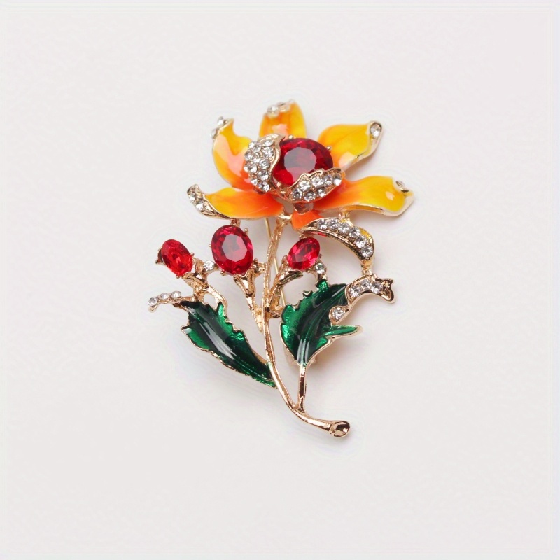 TEMU Exquisite Flower Brooch Rhinestone Pin Corsage Elegant And Elegant Ladies Accessories Gift