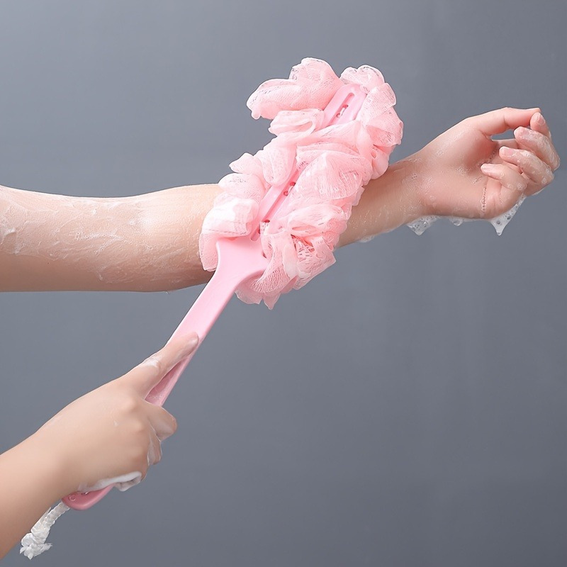 long handled sponge shower brush reusable high quality bath body scrubber for exfoliating massage back face no battery needed hand washable bathroom   scrubber   soft texture Product details 4