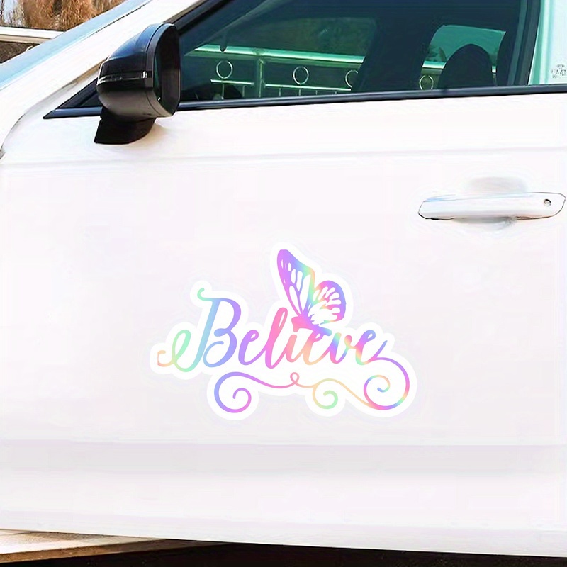

High-quality Waterproof Vinyl Butterfly Character Car Decal, Matte Finish, Cartoon Pattern, Self-adhesive, Single Use, For Plastic Surfaces, Rear Placement