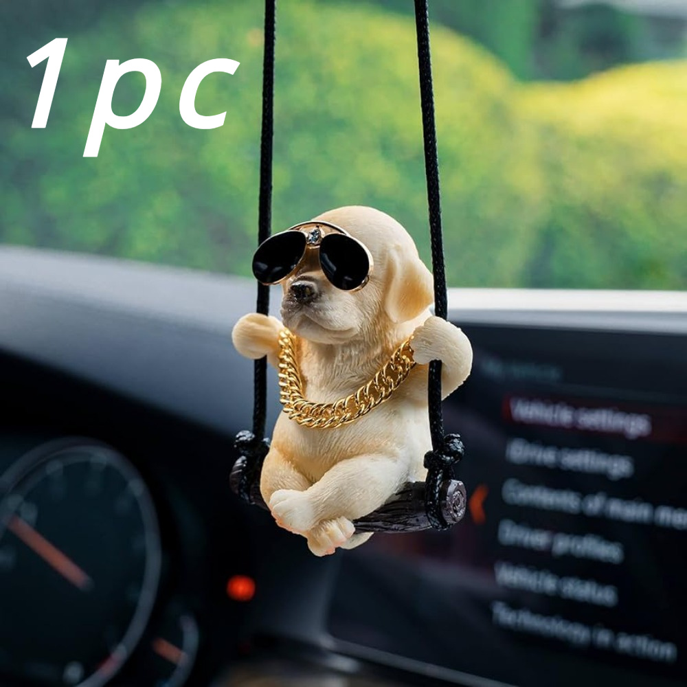 TEMU Cute Car Hanging Accessory - Swinging Dog For Rear , For