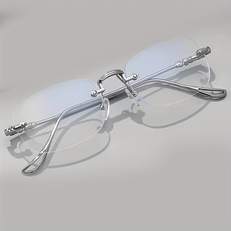 

Elegant Rimless Square Glasses Metal Frame Plano Eyewear For Boys & Daily Use Ideal For Daily Use