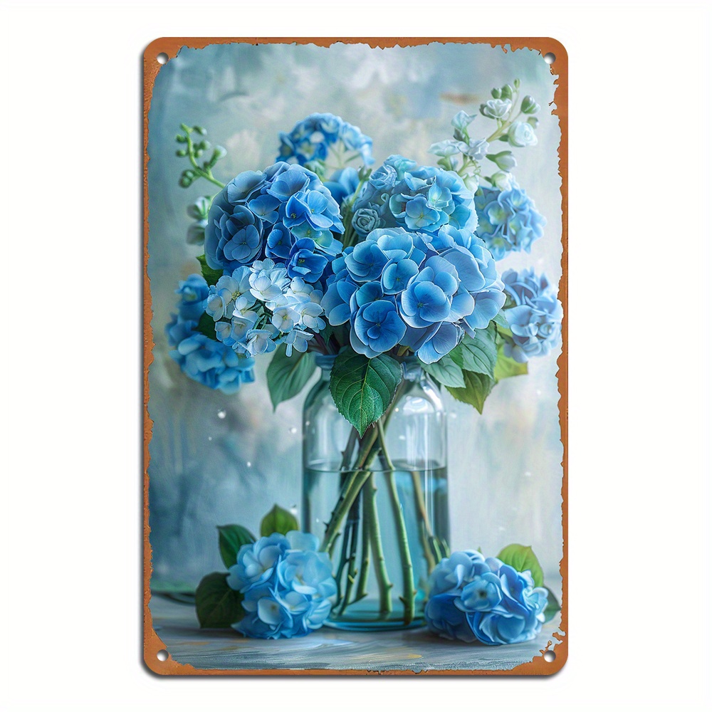 

1pc, Retro Metal Tin Sign And Hydrangea Vintage Plaque Decor, Decor, Aluminum Metal Tin Sign, Indoor/outdoor Decor(8x12inch/20*30cm)