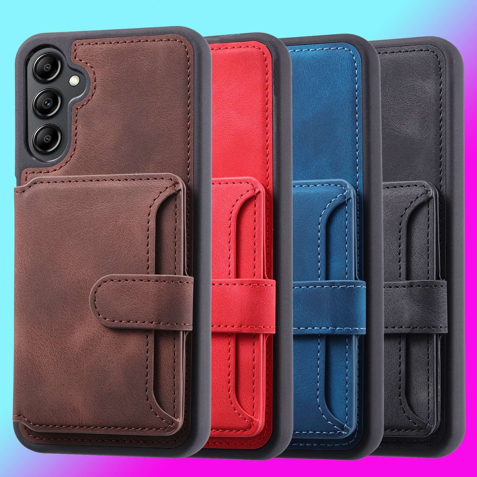 

Phone Case Compatible With Samsung Galaxy A55/a35 Wallet Case With Card Holder, Faux Leather Kickstand Card Slots Case, Double Magnetic Clasp And Durable Cover