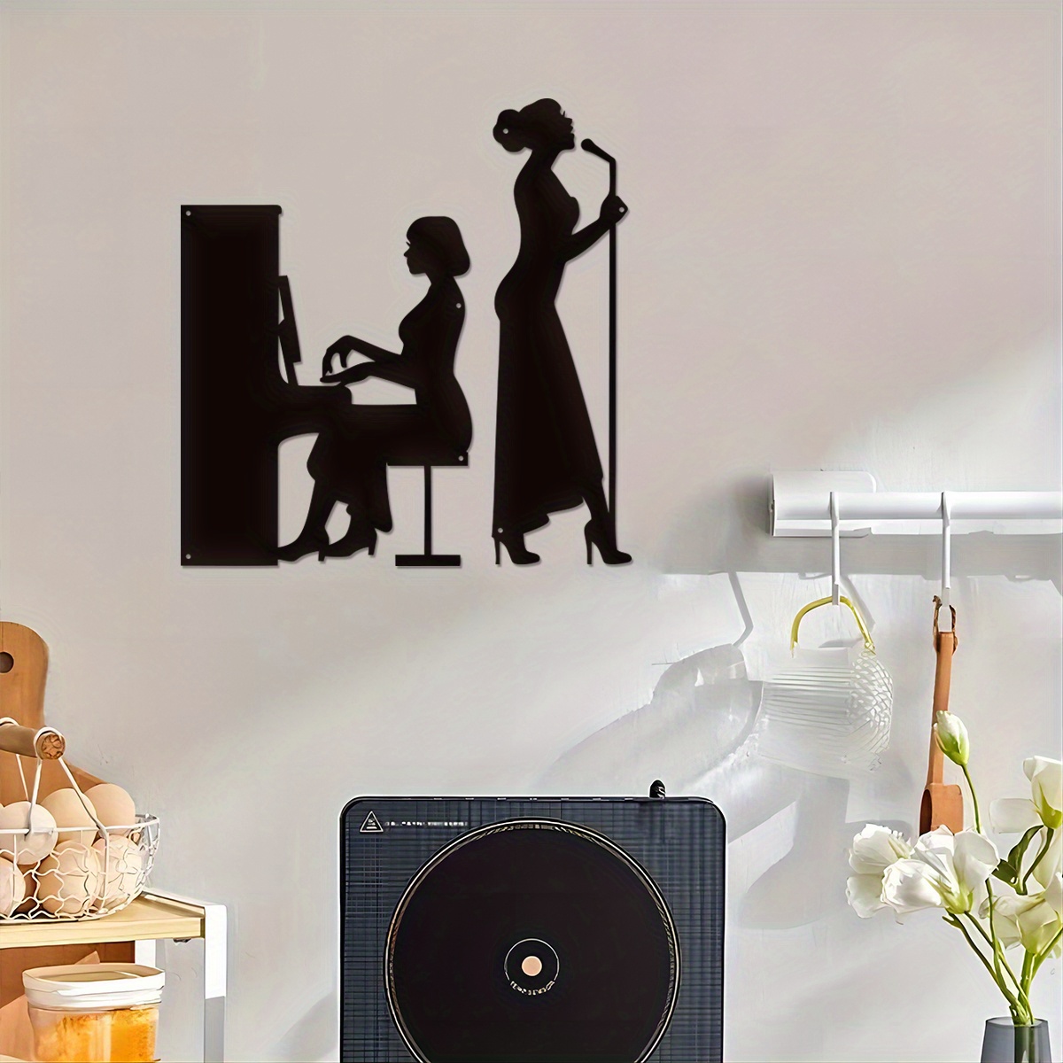 

Elegant Music Concert Scene Wall Art: Metal And Singer Statue - Perfect For Living Room Decor