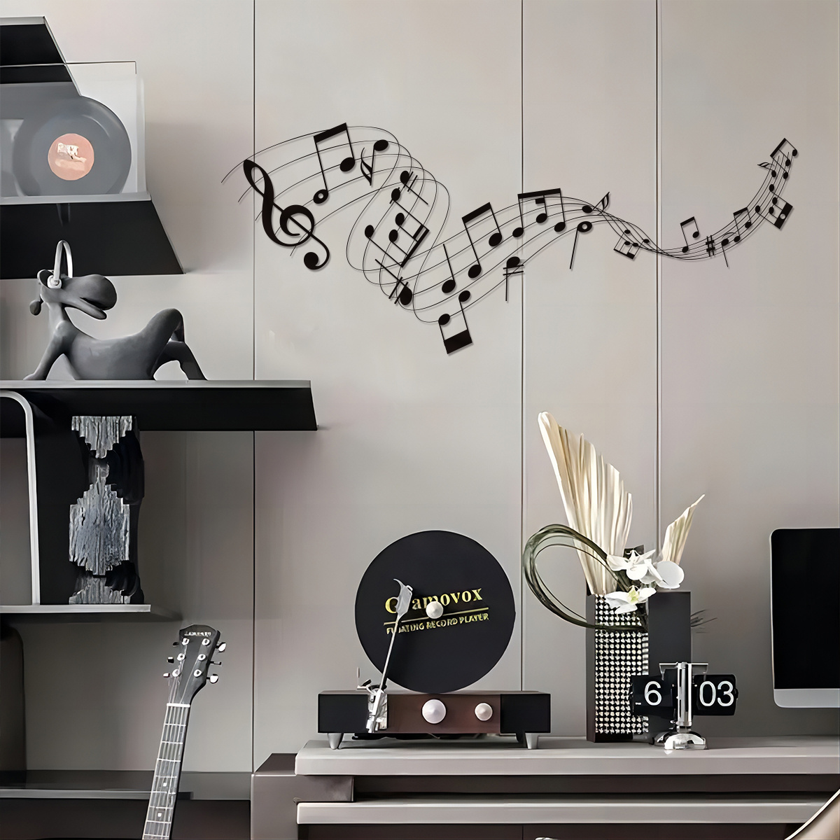 

Music Lover's Dream: 1pc Metal Notes Wall Art - Frameless, Perfect For Living Room Decor & Gifts