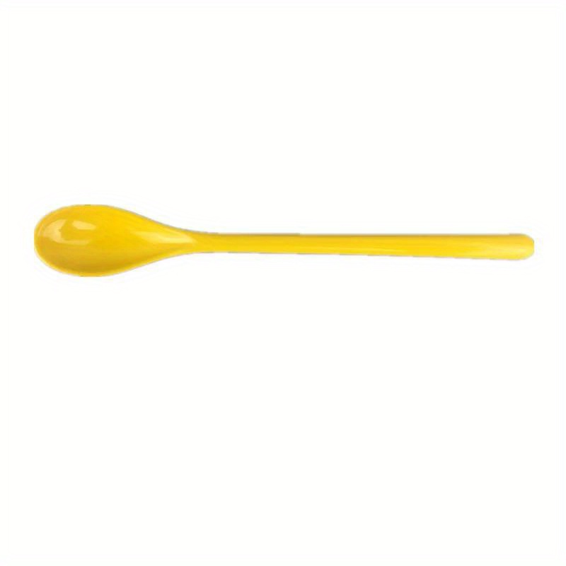 1pc colorful plastic long handle coffee spoon melamine stirring spoon stainless steel tableware kitchens supplies details 5