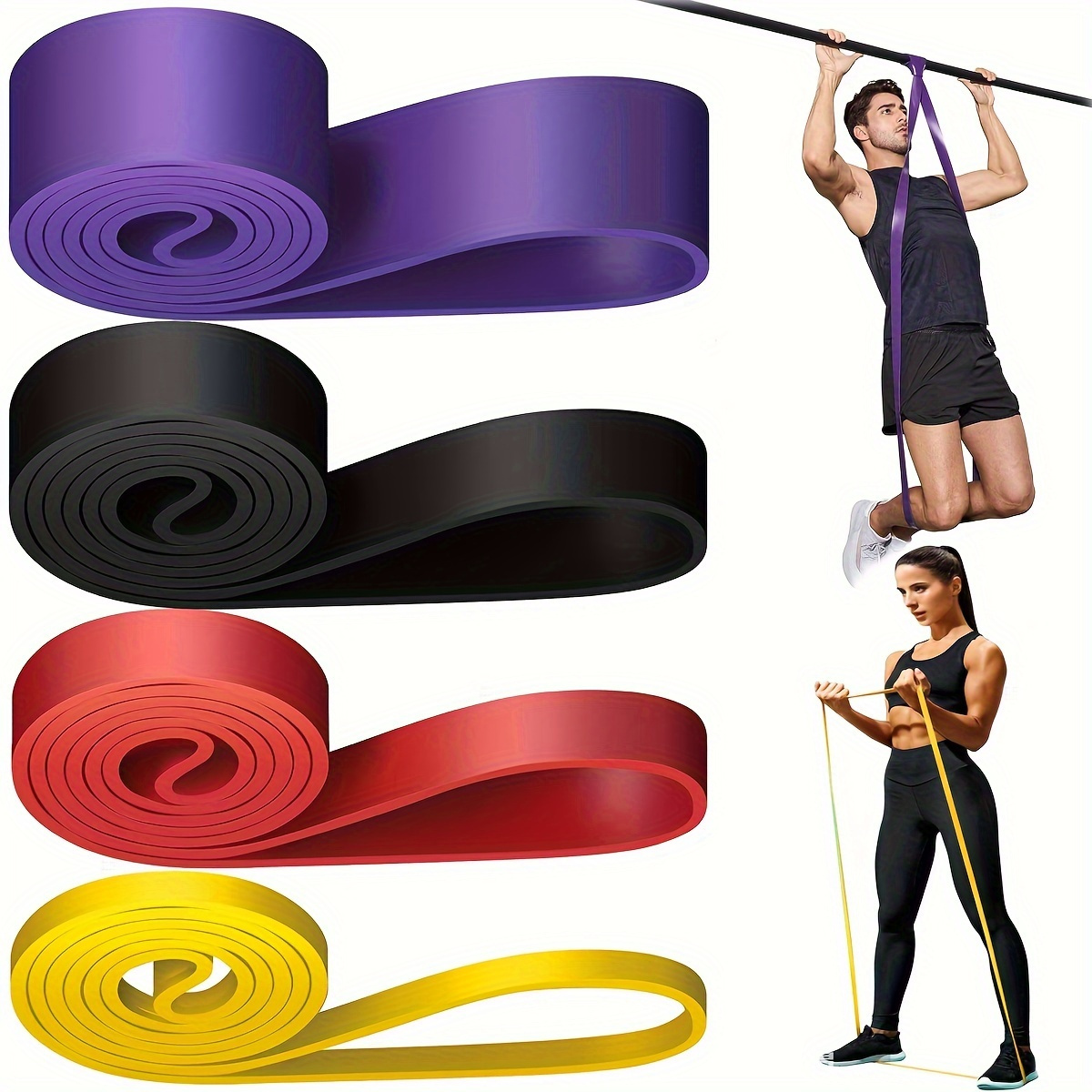 

4pcs Yoga Resistance Tension Bands, Fitness Pull Up Bands, Workout Equipment For Exercise, Body Stretching, Strength Training