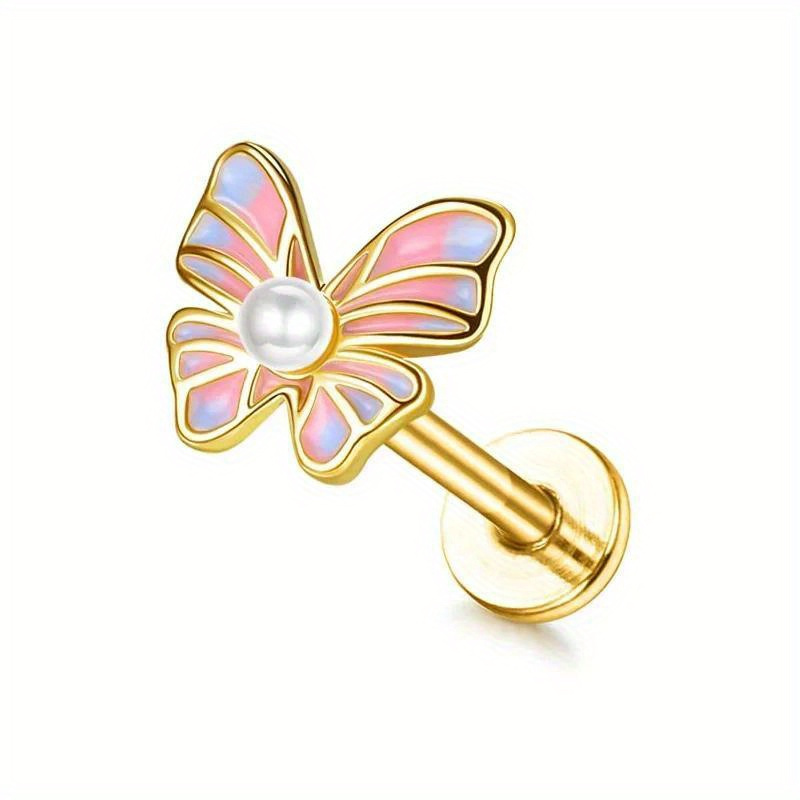 Copper 16G Cartilage Butterfly Moon Flower Stud Earrings