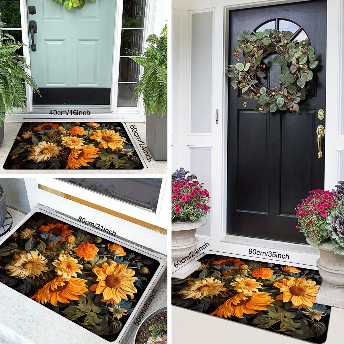 luxury floral door mat with plush flannel non slip sponge backing easy clean thick   for entryway living room bedroom bathroom kitchen   decor 1pc entrance mat adds style details 4