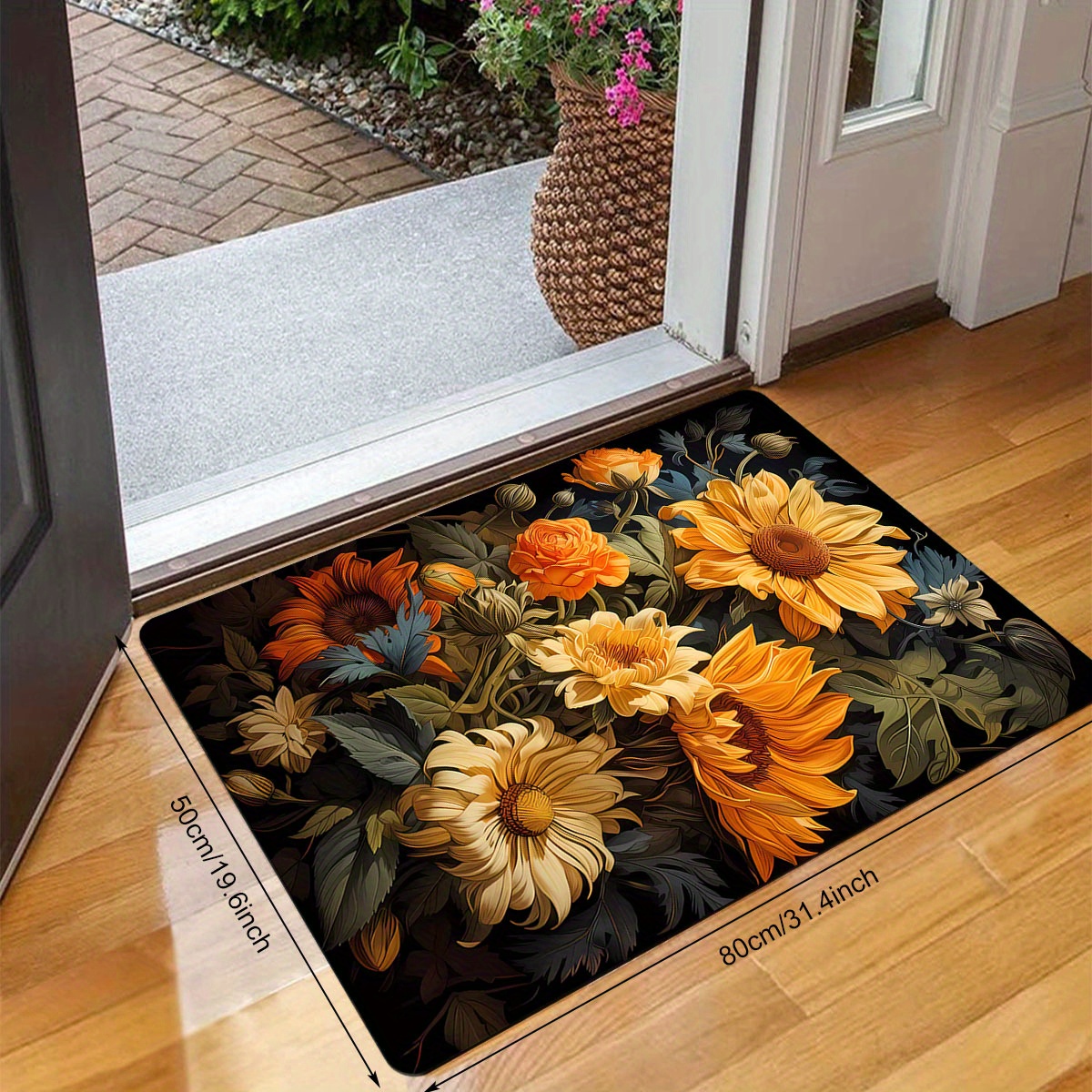 luxury floral door mat with plush flannel non slip sponge backing easy clean thick   for entryway living room bedroom bathroom kitchen   decor 1pc entrance mat adds style details 6