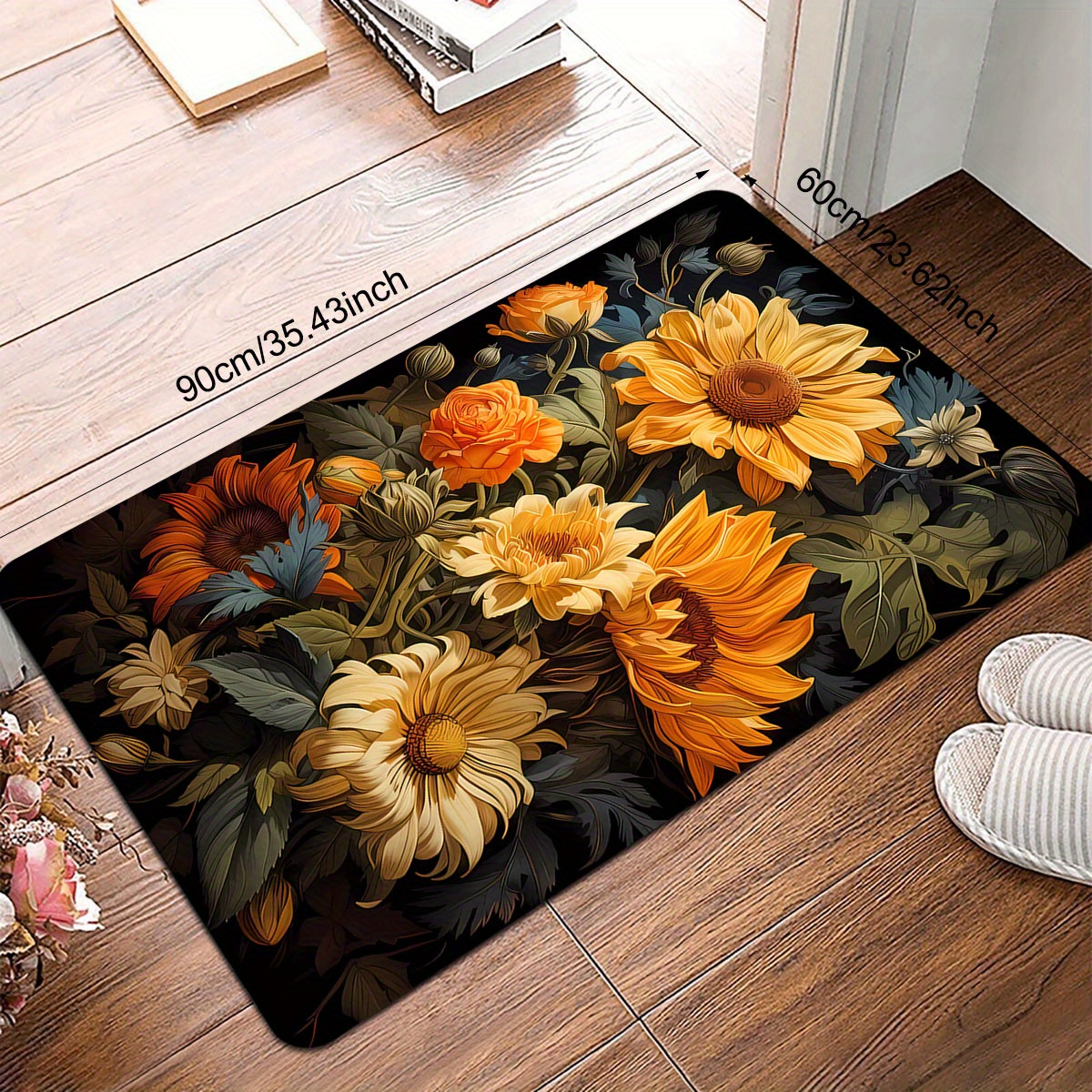 luxury floral door mat with plush flannel non slip sponge backing easy clean thick   for entryway living room bedroom bathroom kitchen   decor 1pc entrance mat adds style details 7