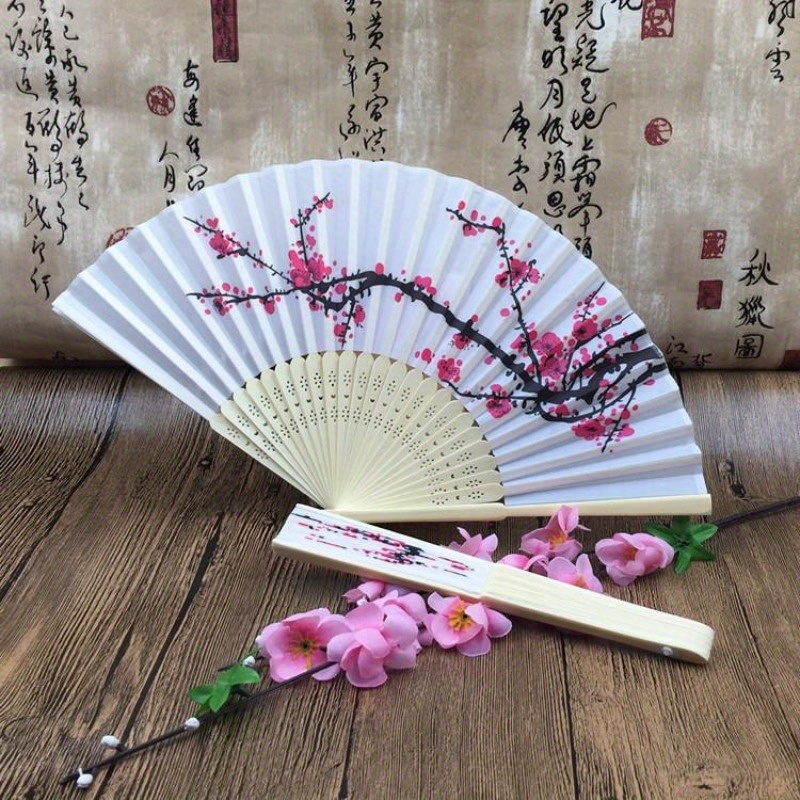 

10pcs Branch Flower Design Folding Hand Fan, Wedding Favors Gifts, Fan For Girls, Ladies, Chinese Lunar New Year Gift, Wedding Gift, Party Favors, Diy Decoration, Party Accessories