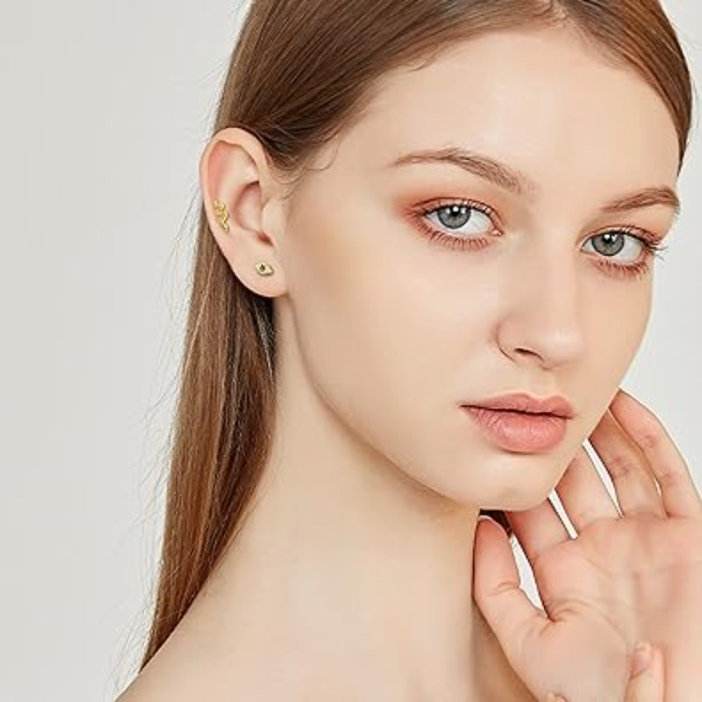 Copper 16G Cartilage Butterfly Moon Flower Stud Earrings