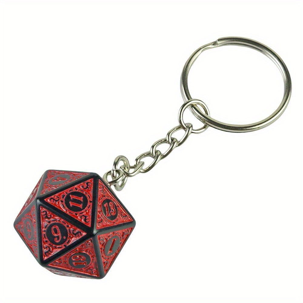 Image of D20 Dice Keychain - Acrylic Polyhedral Dice Keyring With Ring , Alphabet-themed Couple Keychain For Handbag Pendants, Decorative Diy Accessory, Ideal Birthday Gift - Single Piece