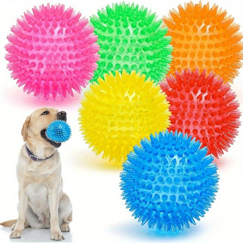 

6pcs Squeaky Dog Toy Balls (6 Colors) Puppy Chew Toys For Teething, Medium, Large & Small Dogs, Durable Aggressive Chewers