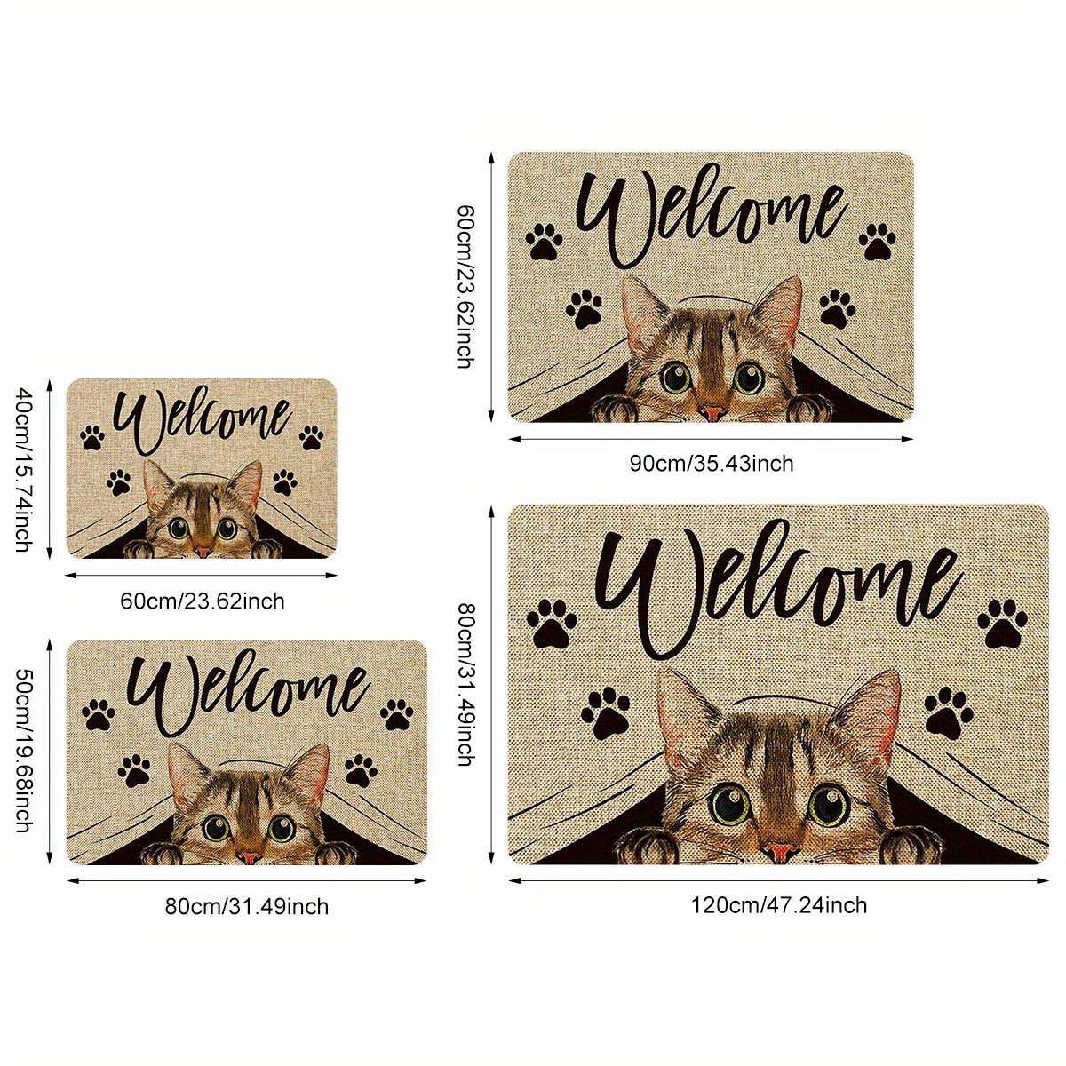 1pc entrance area floor mat welcome home text cat elements printed pattern rug polyester non slip stain resistant soft floor mat for indoor outdoor entrance floor doormat quick dry kitchen mat details 0