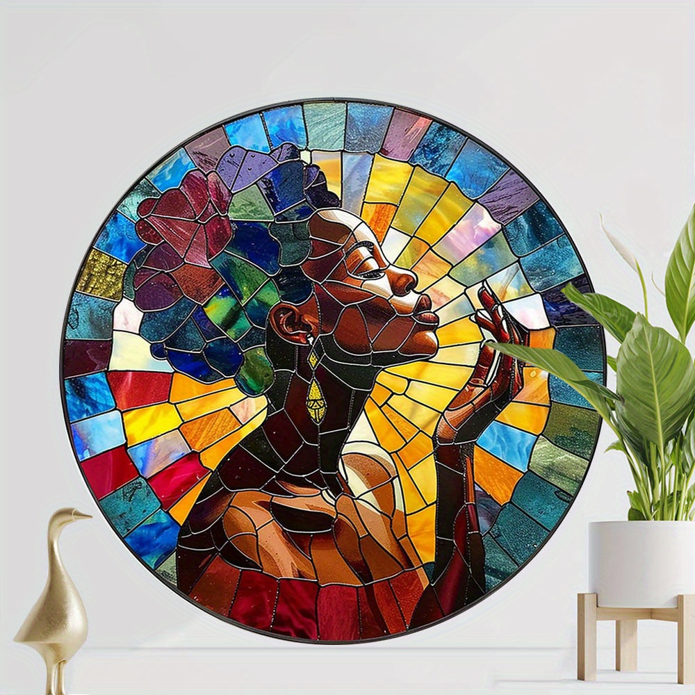 

1pc, African Woman Profile Wooden Plaque, Unique Decorative Artwork For Home Or Office, For Door Farmhouse Festival Hanging Decoration, For Window Yard Garden