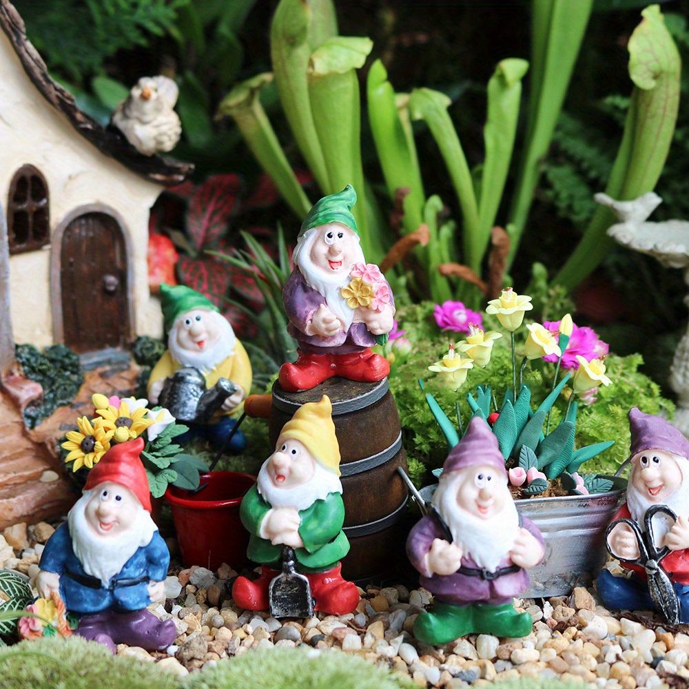 

7pcs Fairycome Fairy Garden Tiny Gnomes Mini Fairy Elves Pixie Miniature Garden Resin Figurine Figure Statue Ornaments