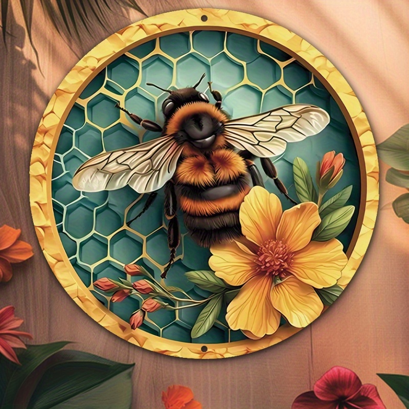 round 3d embossed honeycomb bee wall art decor round Temu