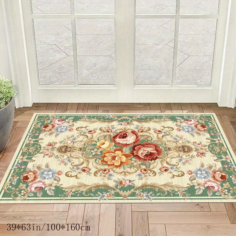 

Luxurious Crystal Velvet Area Rug With Vintage European Pattern - Non-slip, Thick 6mm Padding, Perfect For Living Room, Bedroom, Hotel, And Cafe Decor