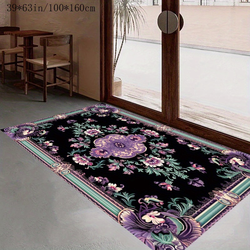 

Luxurious Crystal Velvet Area Rug With Vintage European Pattern - Non-slip, Thick 6mm Padding, Perfect For Living Room, Bedroom, Hotel, And Cafe Area Rugs For Bedroom Luxurious Carpets