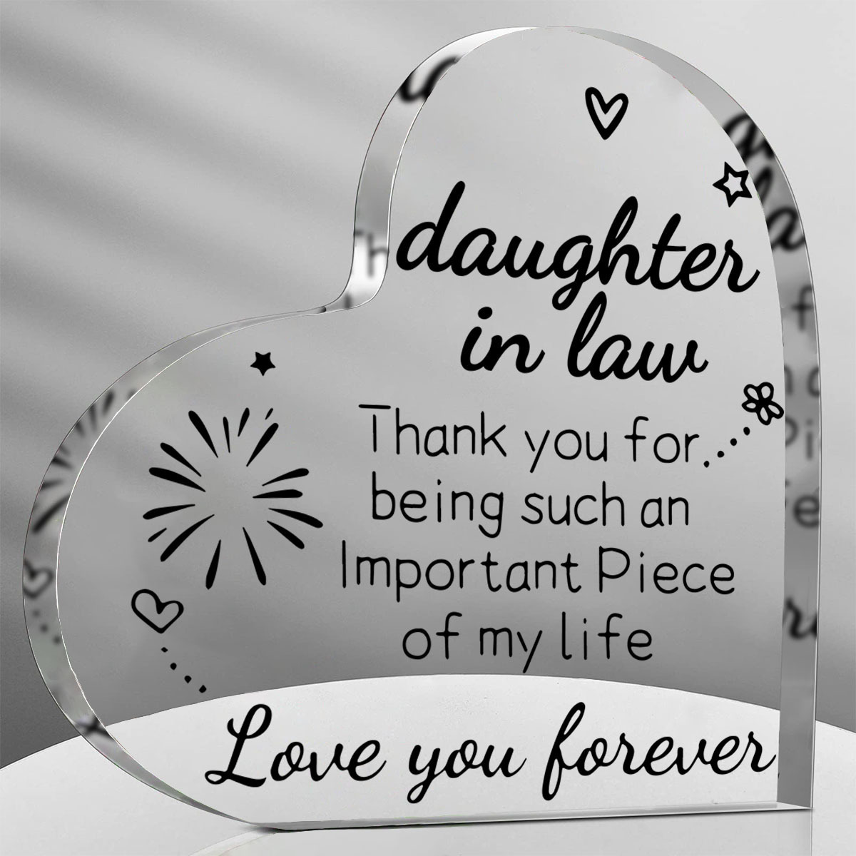 

1pc, Daughter In Law Gifts Acrylic Plaque With Sayings - Wedding Birthday Halloween Thanksgiving Christmas Day Gifts For Daughter In Law - Desk Decorations Card Gifts For Daughter In Law