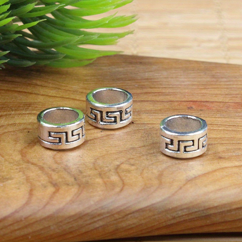 50pcs Retro Tibetan Silvery Large Hole Spacer Beads Diy Alloy Jewelry Accessories