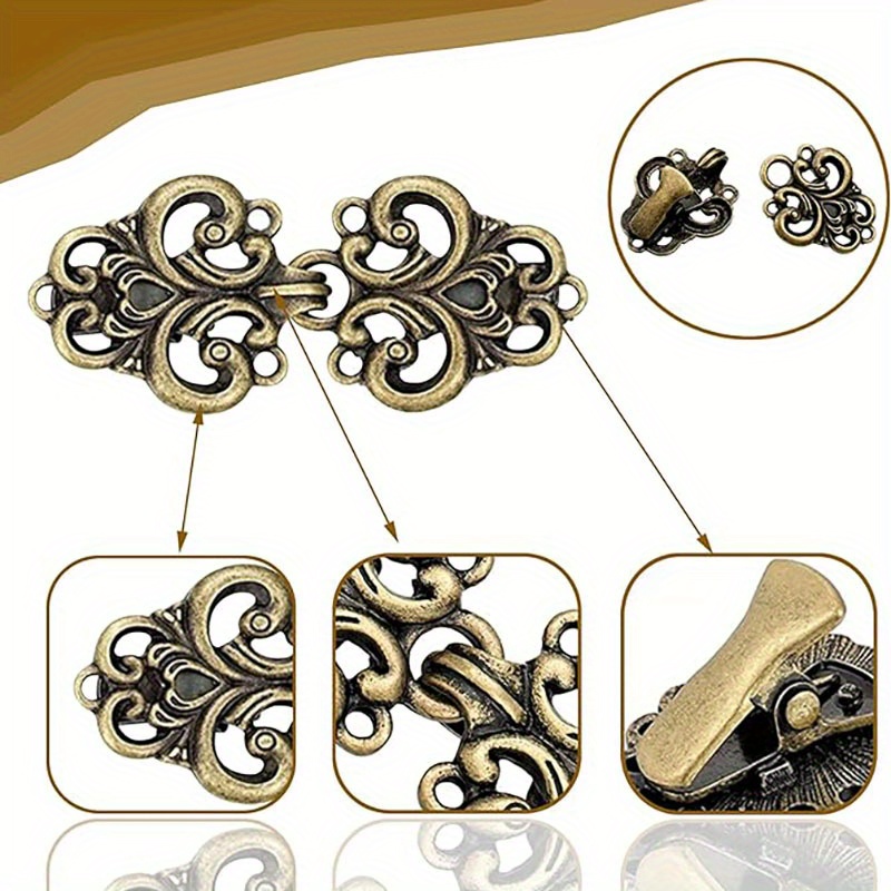 8pcs set metal sweater shawl clips vintage flower pattern elegant dress cardigan buckles retro clothes decoration accessory details 4