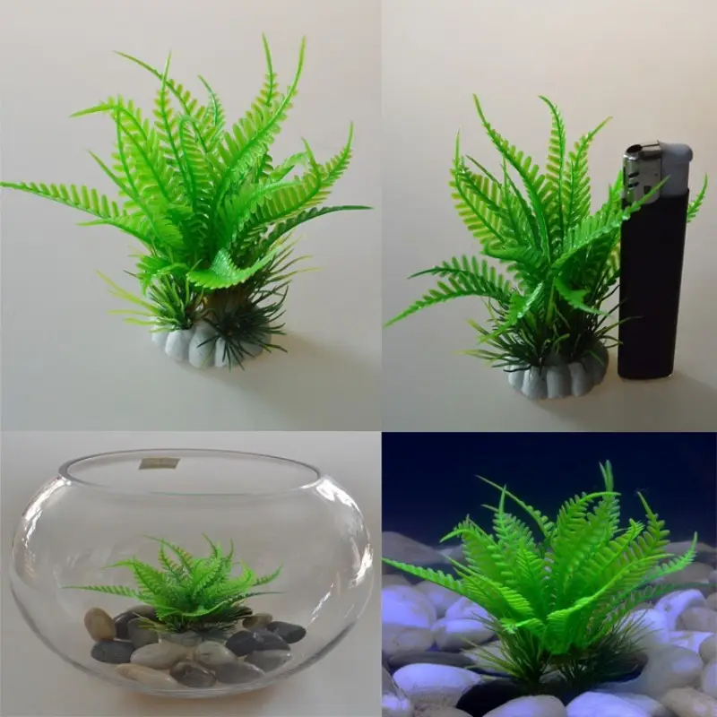 Aquarium Pflanzen Set – 4 Künstliche Wasserpflanzen, PVC, Grün, Mit Sockel, Für Deko & Versteck Aquarium Pflanzen Künstlich 4er Set