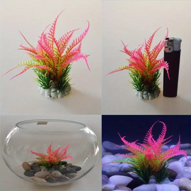 Aquarium Pflanzen Set – 4 Künstliche Wasserpflanzen, PVC, Grün, Mit Sockel, Für Deko & Versteck Aquarium Pflanzen Künstlich 4er Set