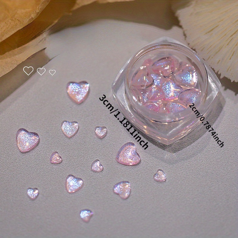 

Aurora Love Heart Nail Art Stickers, 3d Shiny Rhinestones, Manicure Decor, Sparkling Charms, Diy Nail Embellishments, Beauty Salon Supplies