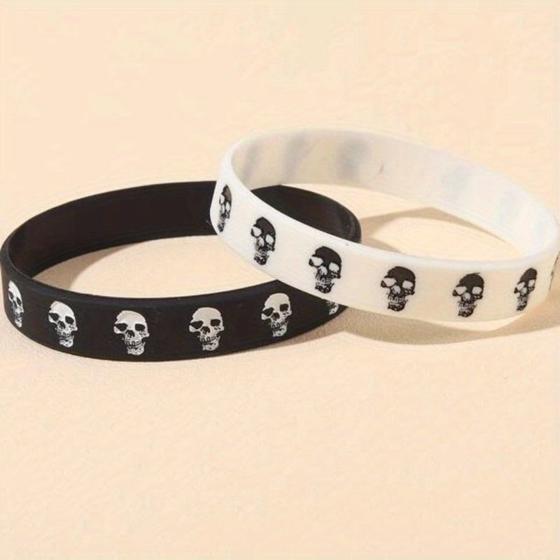 E-shop 2er-Set Punk-Stil Totenkopf-Armbänder, Lustiges Cooles Sportarmband-Set