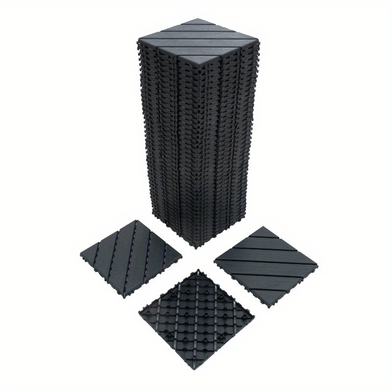 

1 Set Plastic Interlocking Deck Tiles, 44 Pack Patio Deck Tiles, 11.8"x11.8" Square Waterproof Outdoor All Weather Use, Patio De