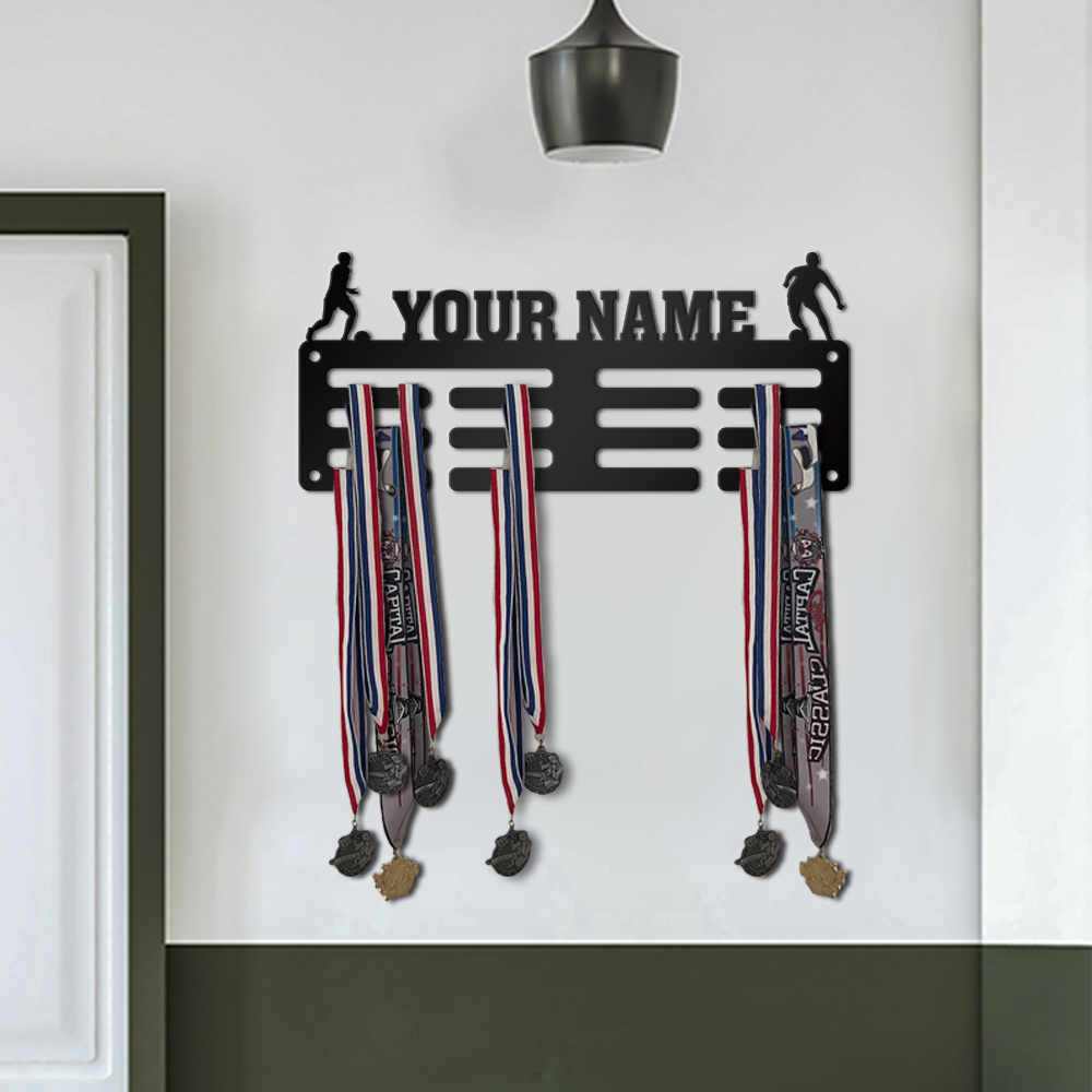 

1pc Custom Football Pattern Wall Decoration, Multi-purpose Medal Hanger, Custom Metal Art Logo, Home Decor Logo Wall Art