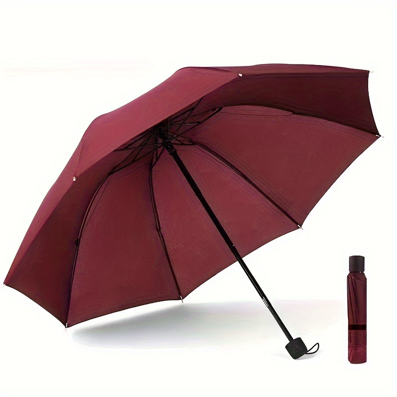 

Compact Windproof Manual Umbrella, Three-fold Design Uv Protection Casual Style Umbrella - Suitable For All Weather Conditions