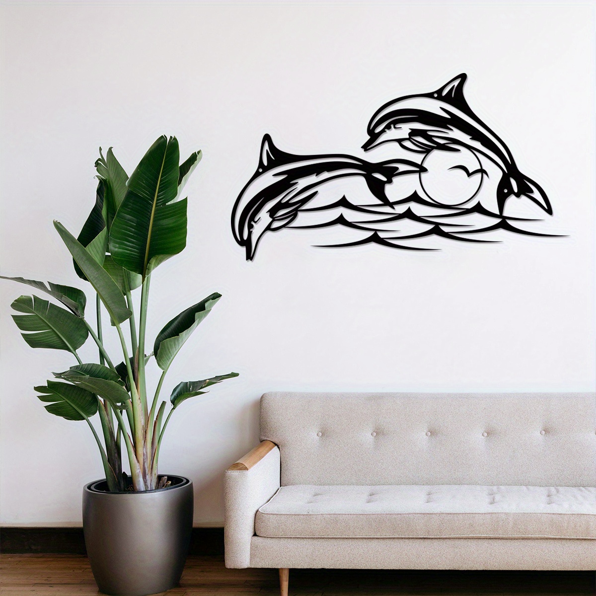 

Dolphin & Wolf Metal Wall Art - Elegant Home Decor, Perfect For Living Room, Door Hanger, And Gift Idea