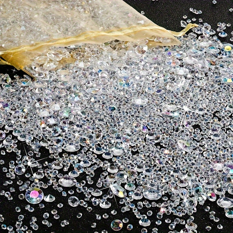 

1000 pièces de strass brillants en acrylique pour vase, de décoration de table à tailles, remplissage de vase pour fête d'anniversaire de mariage (blanc AB) Cadeau de Pâques - hiver, an