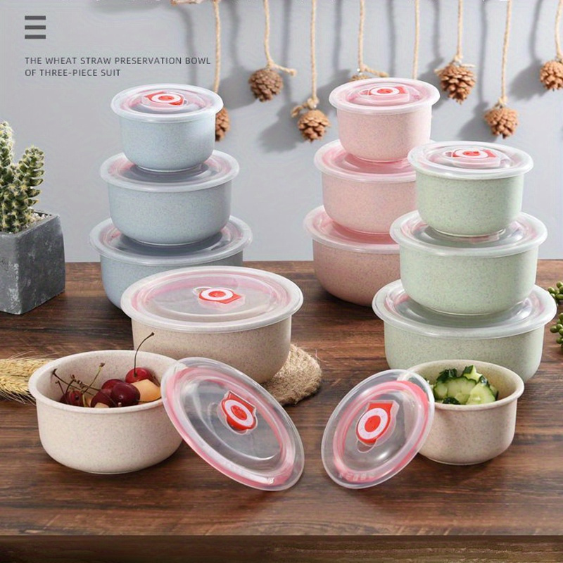 popular   3pcs set high quality wheat straw bowls microwave safe   lunch bento boxes rice     details 5