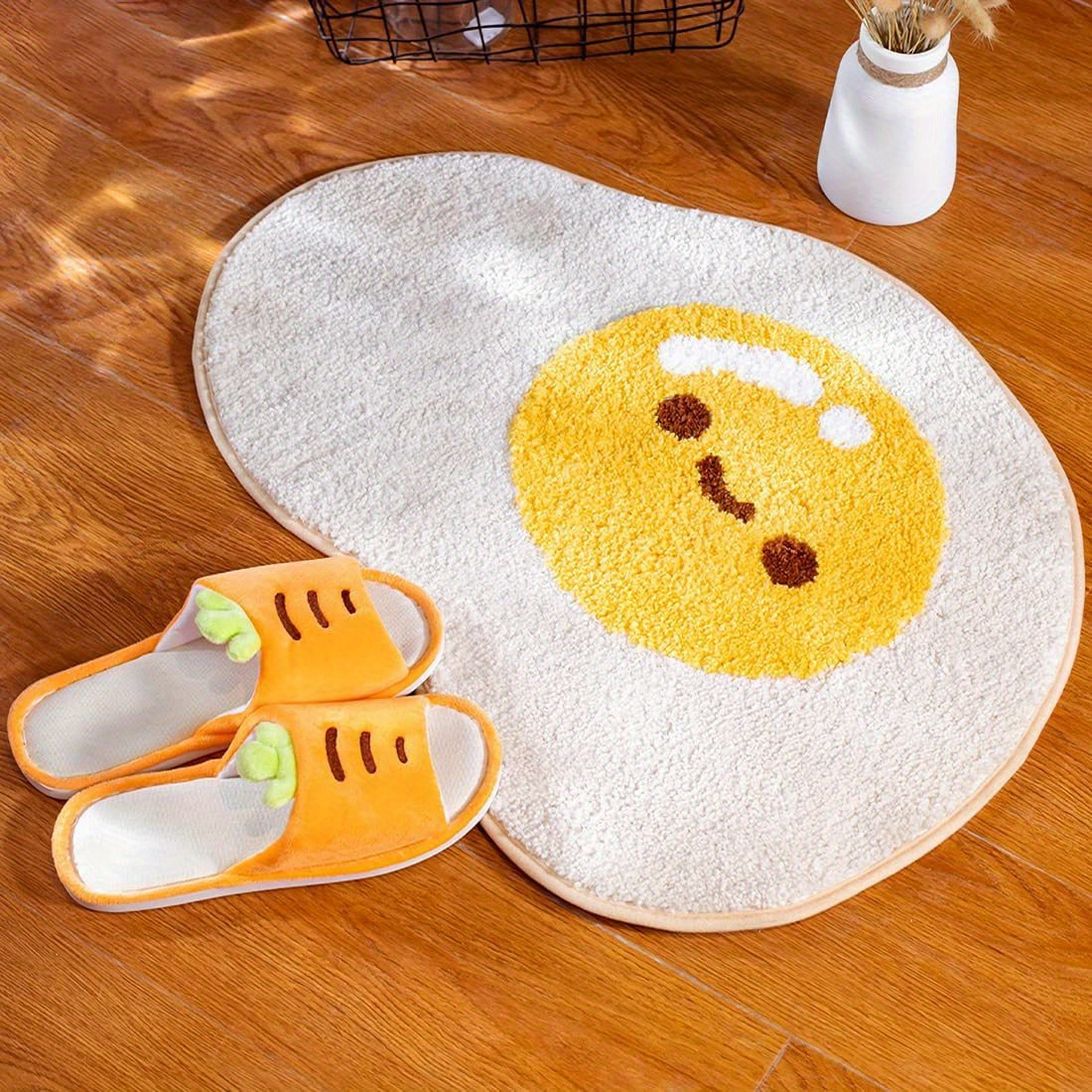 

Tapis de Salle de Bain Cartoon Œuf Mignon - , Antidérapant, Absorbant en Polyester, Lavable en Machine, 18x25 pouces