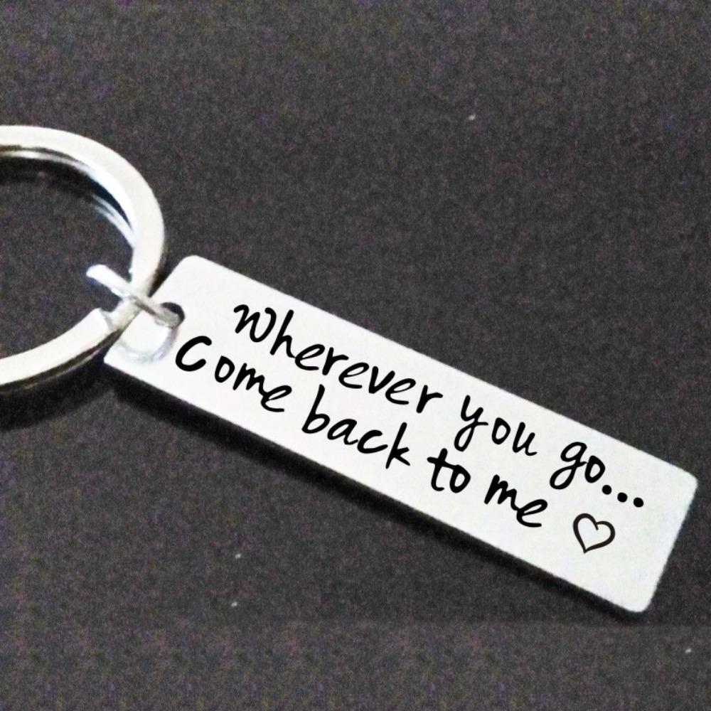 

Stainless Keychain, Rectangular Keyring, With "come " For Husband/wife, Romantic Gift, Ideal For Thanksgiving, Christmas, Halloween, Graduation, Teacher's Day