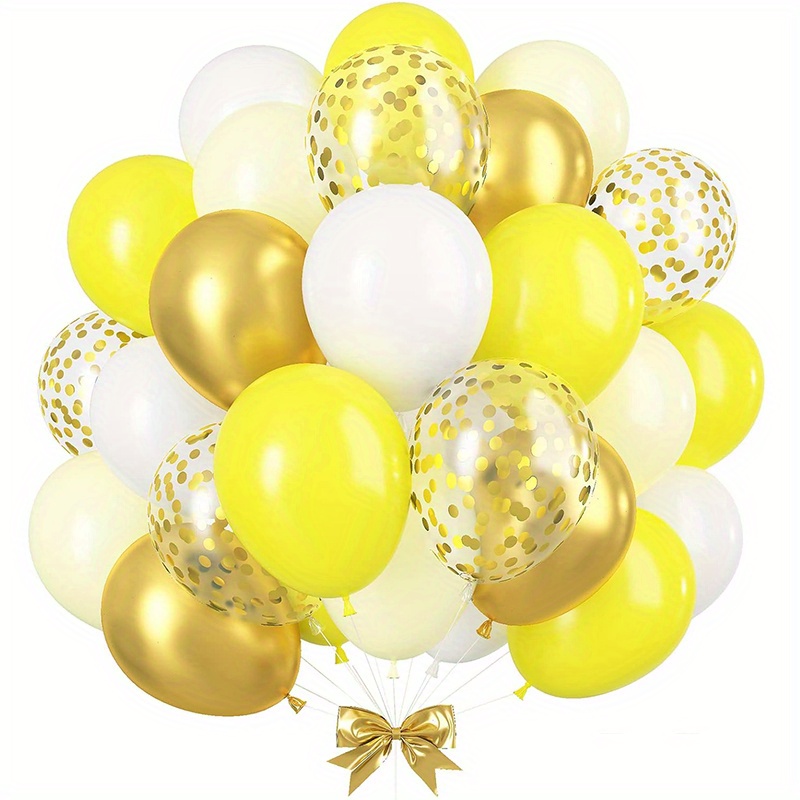 

40pcs, Yellow White Golden Confetti Balloons, Wedding Decor, Birthday Party Decor, Anniversary Decor, Graduation Decor, Holiday Decor, Mother's Day Decor, Indoor Outdoor Decor, Home Decor, Room Decor