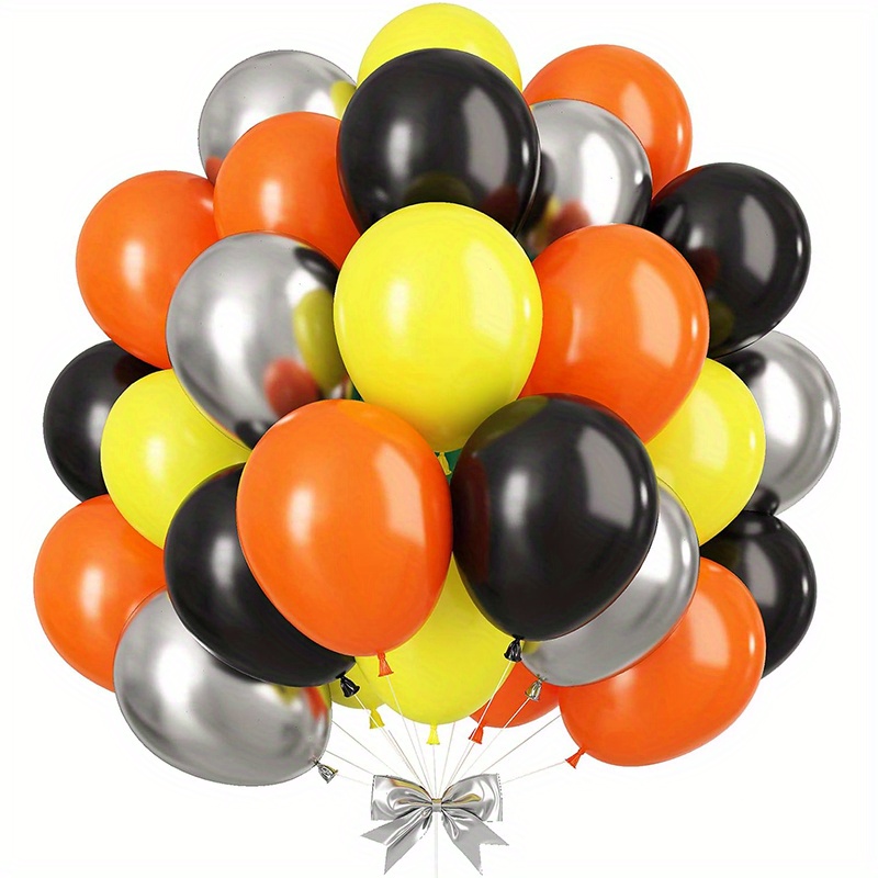 

Ensemble De 40 Ballons Thème Construction Noir, Orange, Jaune Et Argenté Pour La Décoration De Fête D'anniversaire, De Camion Et De Remise De Diplôme Pour Garçon.