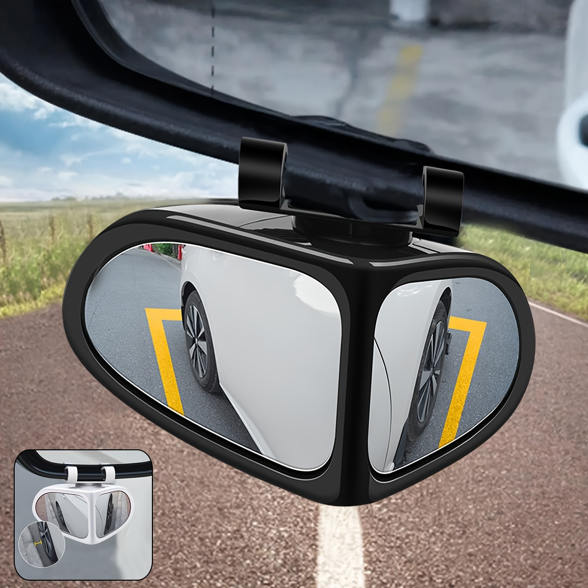 

2-piece Hd Wide-angle Blind Spot Mirrors For Cars - 360° Adjustable, Fit, Triangle Design