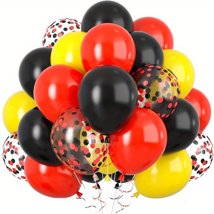 

40pcs Red Black And Yellow Balloons Set With Red Confetti Balloon For Racing Theme Carnival Theme Party Birthday Baby Shower Birthday Party Holiday Decoration Indoor Outdoor Party Decoration Supplies