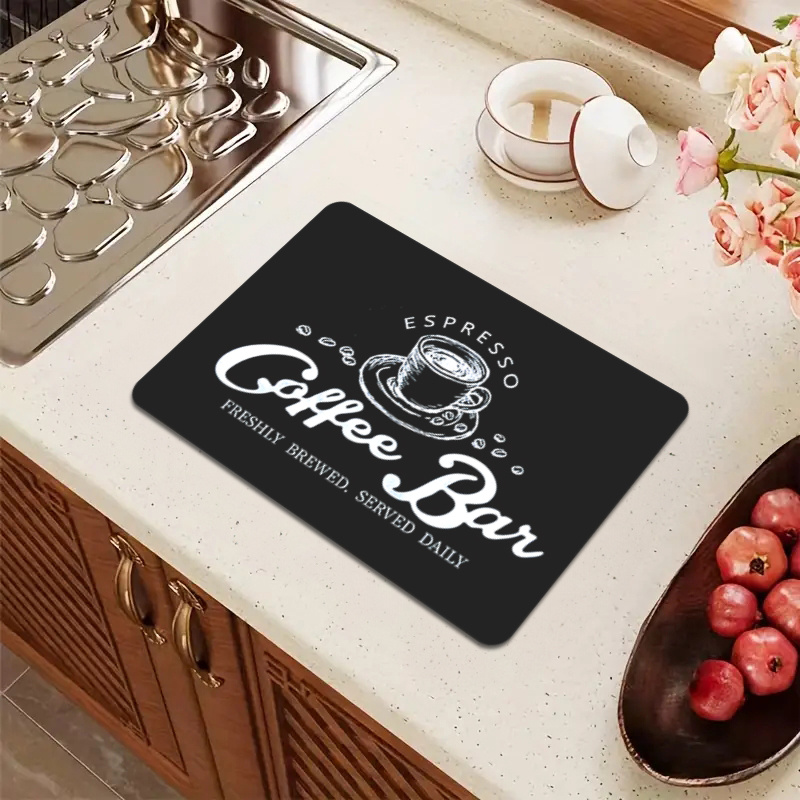 

1pc Decorative Coffee Mat - Absorbent, Non-slip Rubber With Polyester Surface, Multifunctional For Drying Dishes & Cups, Ideal For Kitchen & Coffee Stations, Coffee Mug