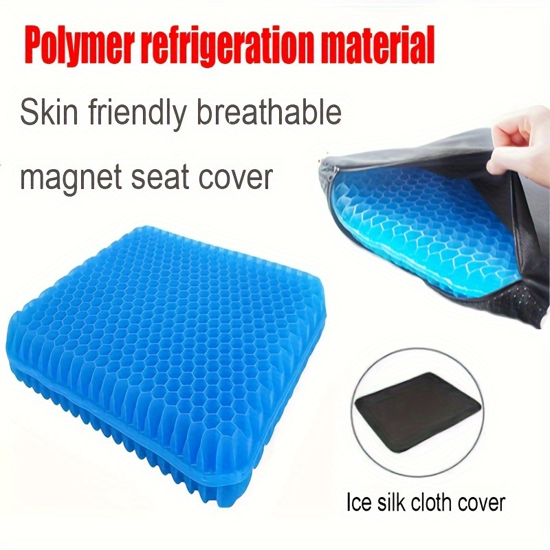 1pc cooling gel seat cushion with cover home car office use hand wash only latex material soft and rectangular targets hip area 0
