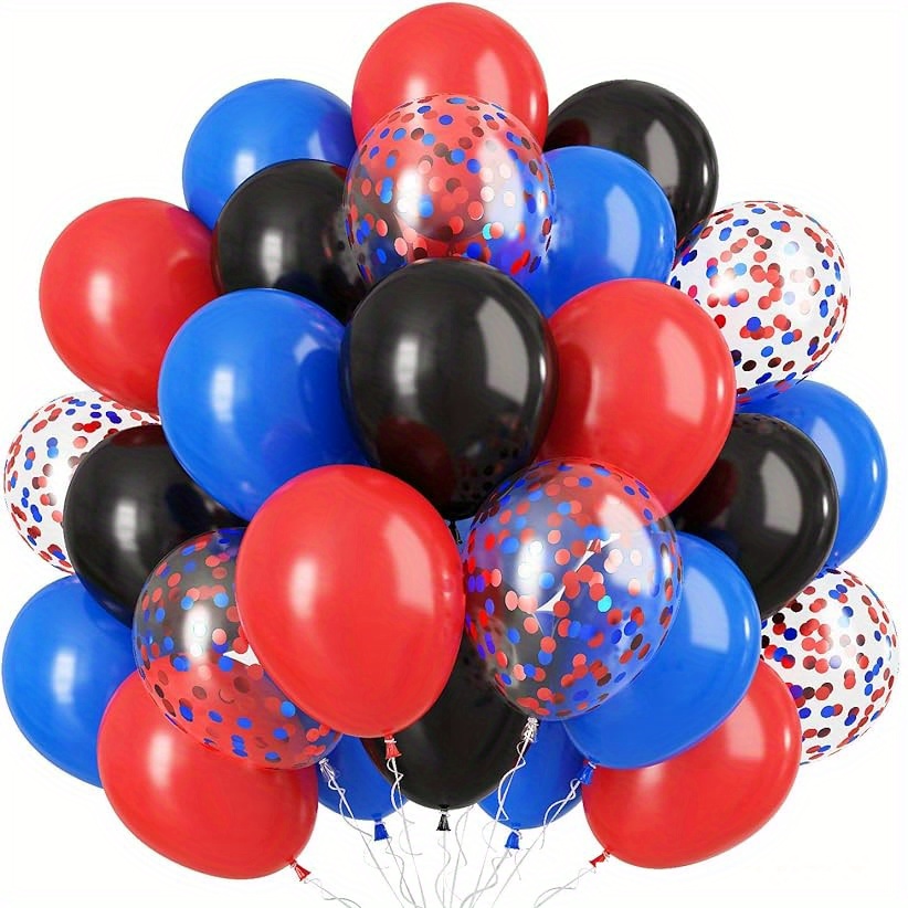 

30pcs Red Blue Black Balloons And 12 Inch Red Confetti Balloon For Boys Super Spider Hero Man Theme Birthday Party Baby Shower Graduation Decoration Supplies