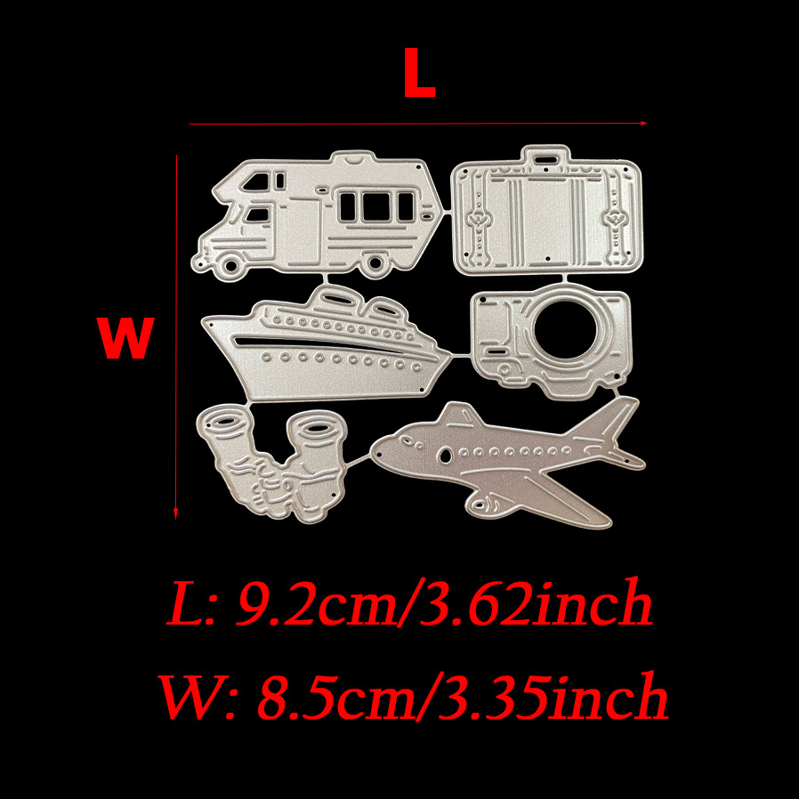 TEMU Pochoirs de matrices de découpe en métal pour la création de cartes de scrapbooking | Moule de de voiture, d'avion, de bateau de transport pour