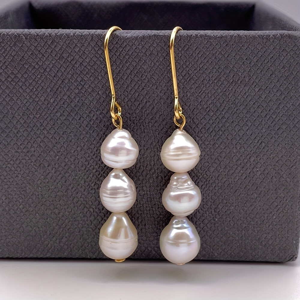 

Baroque Freshwater Pearl Drop Earrings, Irregular Elegant Simple Style, Classic Court Fashion, Casual Party Accessory