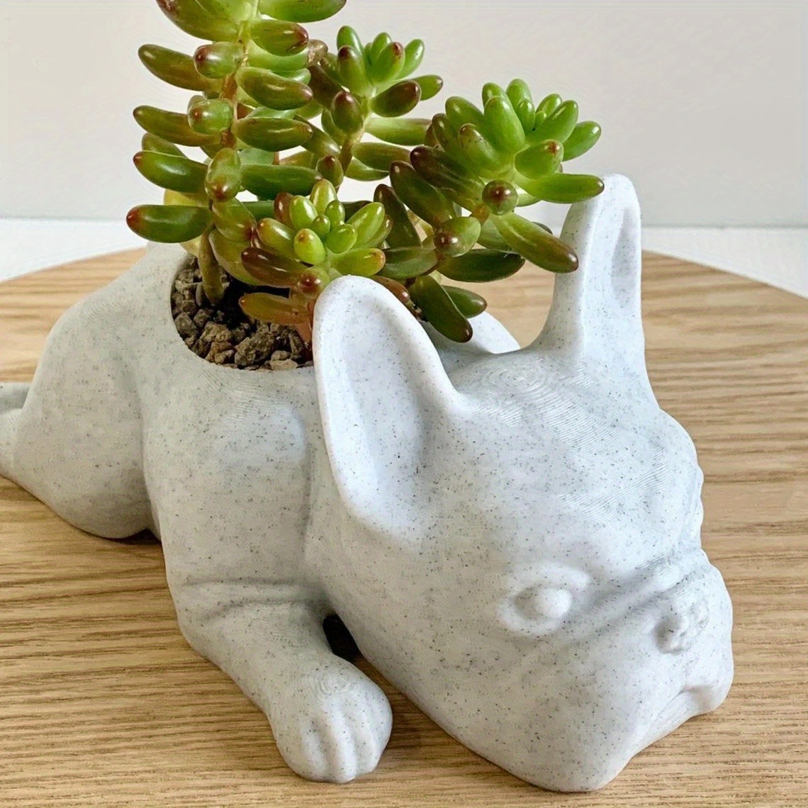 

1pc French Bulldog Succulent Planter Flowerpot, Puppy Dog Statue Flower Pot With Drainage Hole, Resin Ornament For Home Office Garden Desktop Shelf Decor